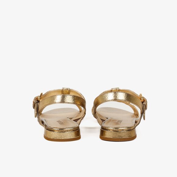 Prada Gold Metallic Studded Flat Sandals - Picture 3 of 10